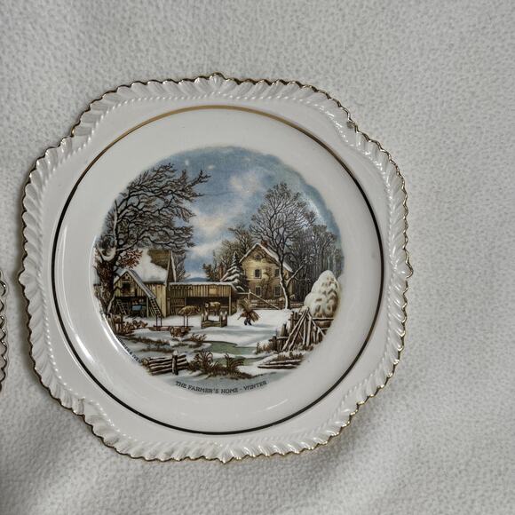 Decorative Plates Harker Pottery. A Home In The Wilderness. The Farmers Home. - Picture 3 of 7